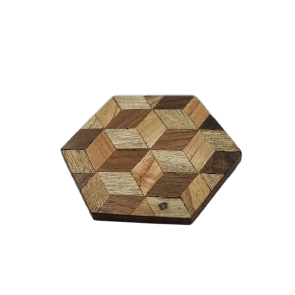 WOOD COASTER HEXAGON SHAPE (POLISH)